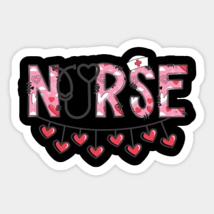 Nurse Valentine's Day Stethoscope Hearts Sticker